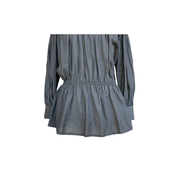 Gerard Martin Womens Blouse Black Tiered Pleated Long Sleeves Crew Neck S NWT - Picture 3 of 8